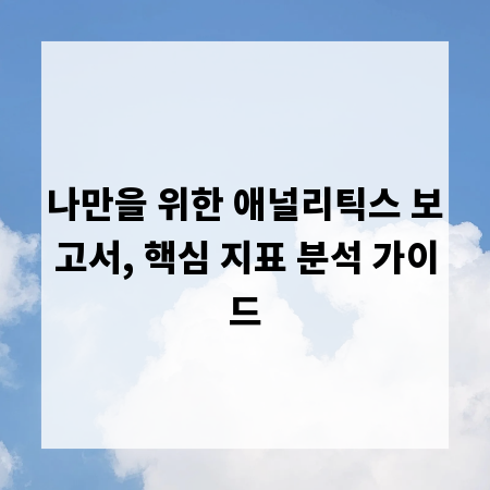 나만을 위한 애널리틱스 보고서, 핵심 지표 분석 가이드