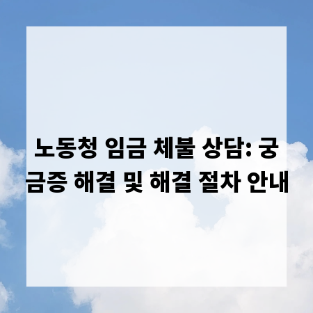 노동청 임금 체불 상담: 궁금증 해결 및 해결 절차 안내