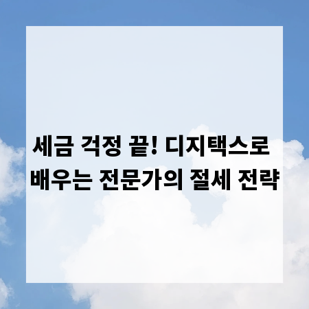 세금 걱정 끝! 디지택스로 배우는 전문가의 절세 전략
