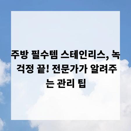 주방 필수템 스테인리스, 녹 걱정 끝! 전문가가 알려주는 관리 팁