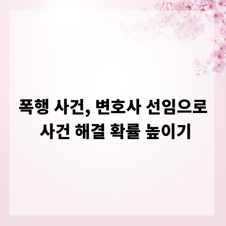 폭행 사건, 변호사 선임으로 사건 해결 확률 높이기
