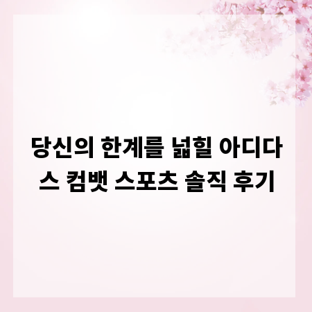 당신의 한계를 넓힐 아디다스 컴뱃 스포츠 솔직 후기