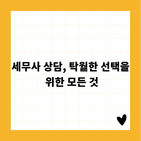 세무사 상담, 탁월한 선택을 위한 모든 것
