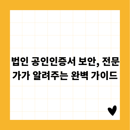 법인 공인인증서 보안, 전문가가 알려주는 완벽 가이드