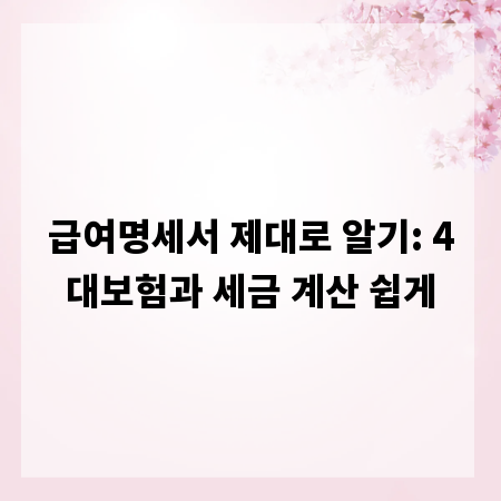 급여명세서 제대로 알기: 4대보험과 세금 계산 쉽게