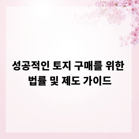성공적인 토지 구매를 위한 법률 및 제도 가이드