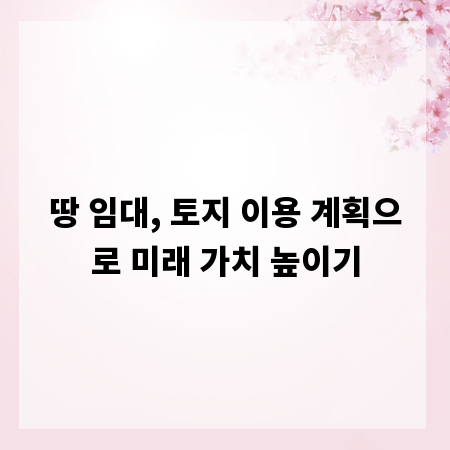 땅 임대, 토지 이용 계획으로 미래 가치 높이기