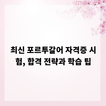 최신 포르투갈어 자격증 시험, 합격 전략과 학습 팁