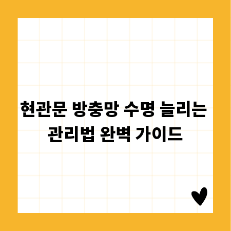 현관문 방충망 수명 늘리는 관리법 완벽 가이드