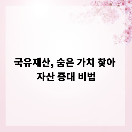 국유재산, 숨은 가치 찾아 자산 증대 비법