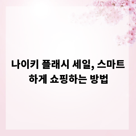 나이키 플래시 세일, 스마트하게 쇼핑하는 방법