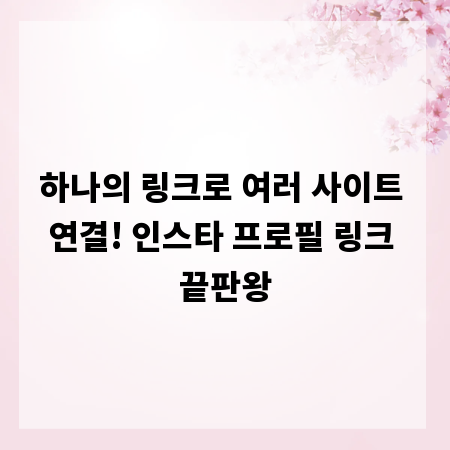 하나의 링크로 여러 사이트 연결! 인스타 프로필 링크 끝판왕