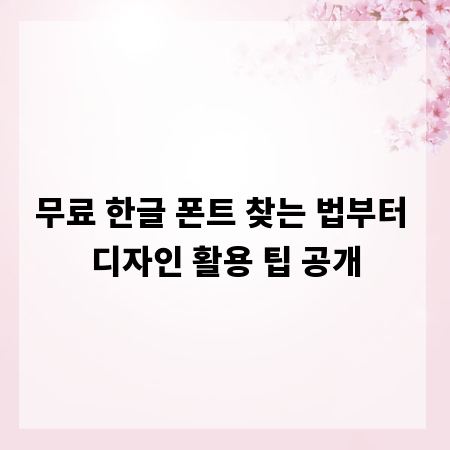 무료 한글 폰트 찾는 법부터 디자인 활용 팁 공개
