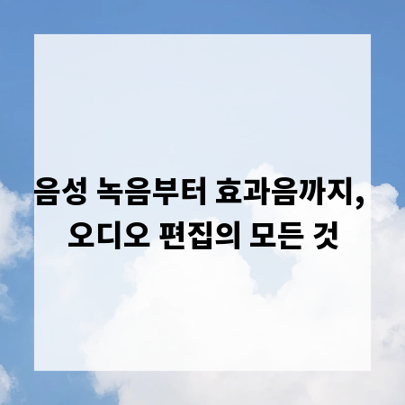 음성 녹음부터 효과음까지, 오디오 편집의 모든 것