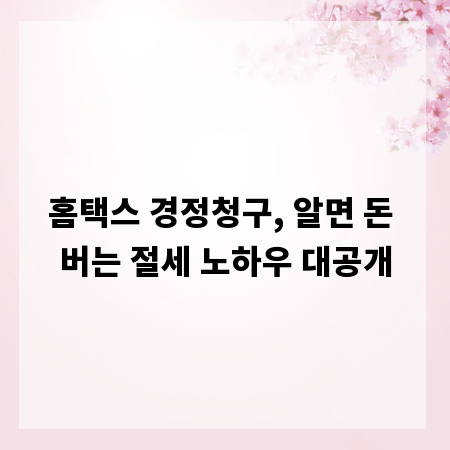 홈택스 경정청구, 알면 돈 버는 절세 노하우 대공개