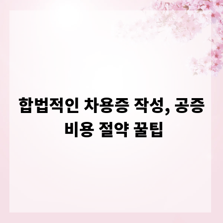 합법적인 차용증 작성, 공증 비용 절약 꿀팁