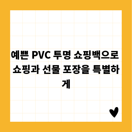 예쁜 PVC 투명 쇼핑백으로 쇼핑과 선물 포장을 특별하게
