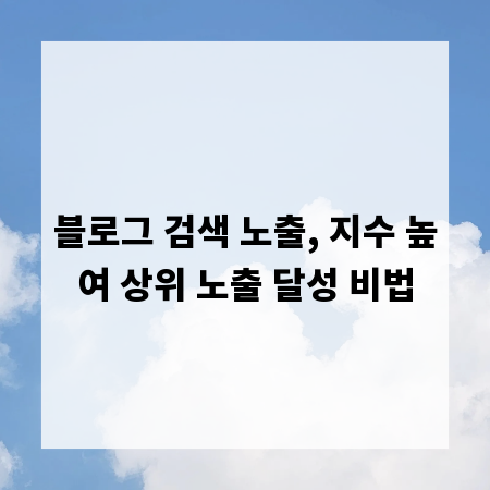 블로그 검색 노출, 지수 높여 상위 노출 달성 비법