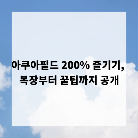 아쿠아필드 200% 즐기기, 복장부터 꿀팁까지 공개