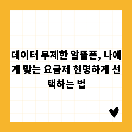 데이터 무제한 알뜰폰, 나에게 맞는 요금제 현명하게 선택하는 법