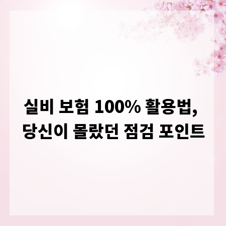실비 보험 100% 활용법, 당신이 몰랐던 점검 포인트
