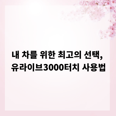 내 차를 위한 최고의 선택, 유라이브3000터치 사용법