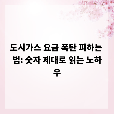 도시가스 요금 폭탄 피하는 법: 숫자 제대로 읽는 노하우