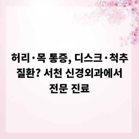 허리&middot;목 통증, 디스크&middot;척추 질환? 서천 신경외과에서 전문 진료
