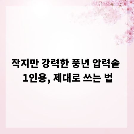 작지만 강력한 풍년 압력솥 1인용, 제대로 쓰는 법