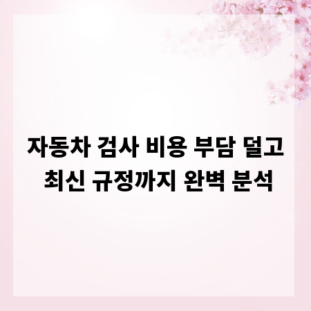자동차 검사 비용 부담 덜고 최신 규정까지 완벽 분석