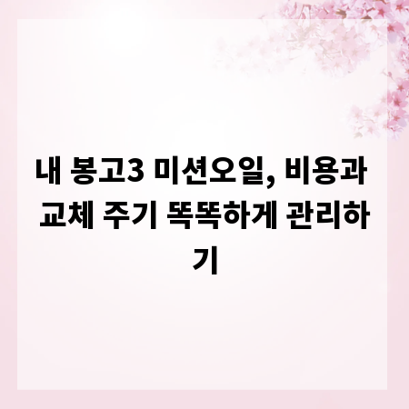 내 봉고3 미션오일, 비용과 교체 주기 똑똑하게 관리하기