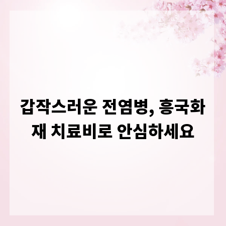 갑작스러운 전염병, 흥국화재 치료비로 안심하세요