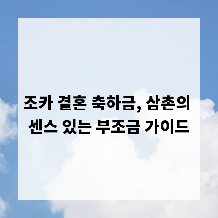 조카 결혼 축하금, 삼촌의 센스 있는 부조금 가이드