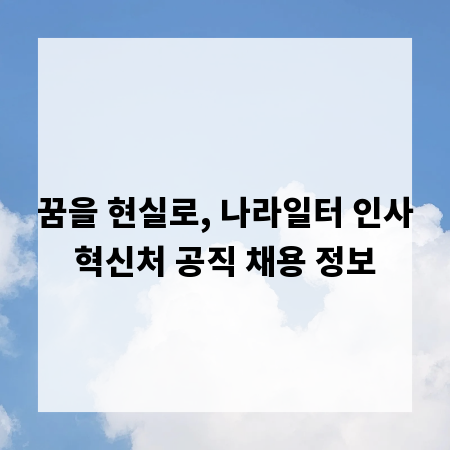 꿈을 현실로, 나라일터 인사혁신처 공직 채용 정보