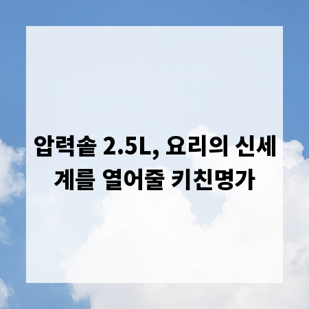 압력솥 2.5L, 요리의 신세계를 열어줄 키친명가