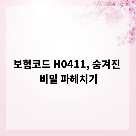 보험코드 H0411, 숨겨진 비밀 파헤치기