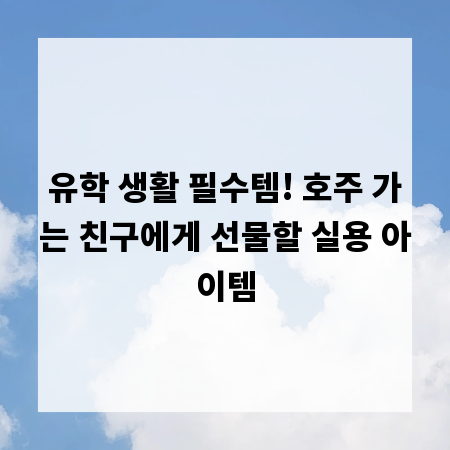 유학 생활 필수템! 호주 가는 친구에게 선물할 실용 아이템