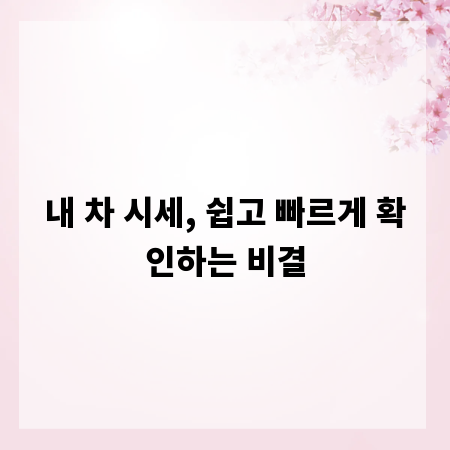 내 차 시세, 쉽고 빠르게 확인하는 비결