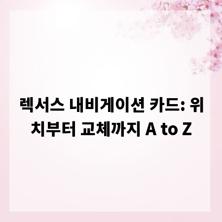 렉서스 내비게이션 카드: 위치부터 교체까지 A to Z