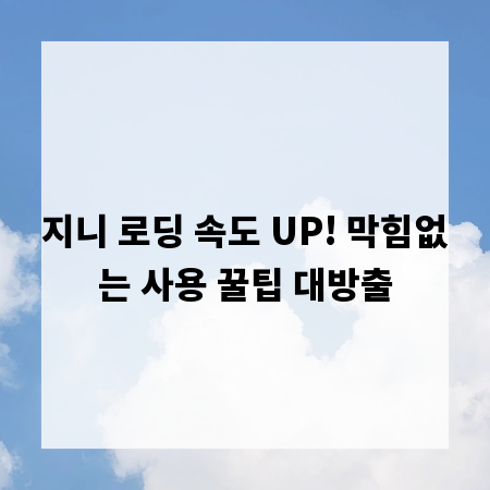 지니 로딩 속도 UP! 막힘없는 사용 꿀팁 대방출
