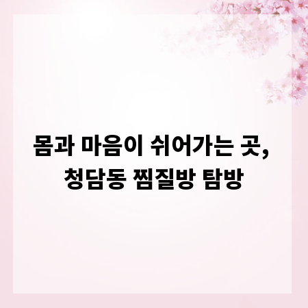몸과 마음이 쉬어가는 곳, 청담동 찜질방 탐방