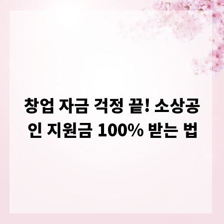 창업 자금 걱정 끝! 소상공인 지원금 100% 받는 법