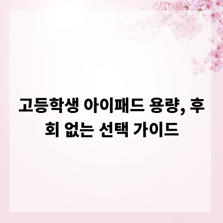 고등학생 아이패드 용량, 후회 없는 선택 가이드