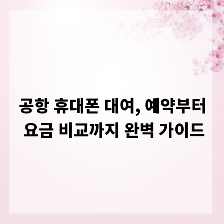공항 휴대폰 대여, 예약부터 요금 비교까지 완벽 가이드
