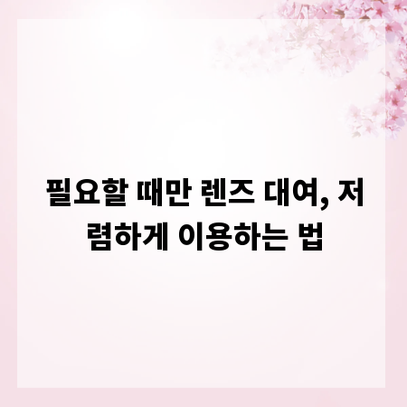 필요할 때만 렌즈 대여, 저렴하게 이용하는 법