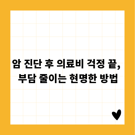 암 진단 후 의료비 걱정 끝, 부담 줄이는 현명한 방법