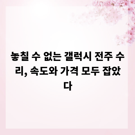 놓칠 수 없는 갤럭시 전주 수리, 속도와 가격 모두 잡았다