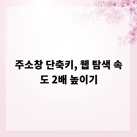 주소창 단축키, 웹 탐색 속도 2배 높이기