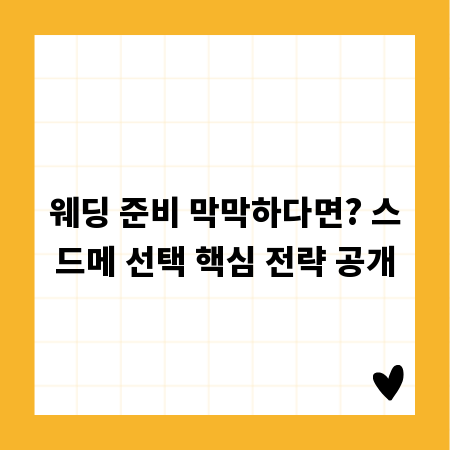 웨딩 준비 막막하다면? 스드메 선택 핵심 전략 공개