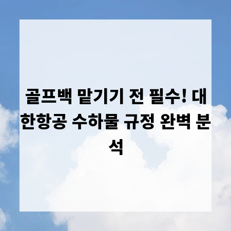 골프백 맡기기 전 필수! 대한항공 수하물 규정 완벽 분석